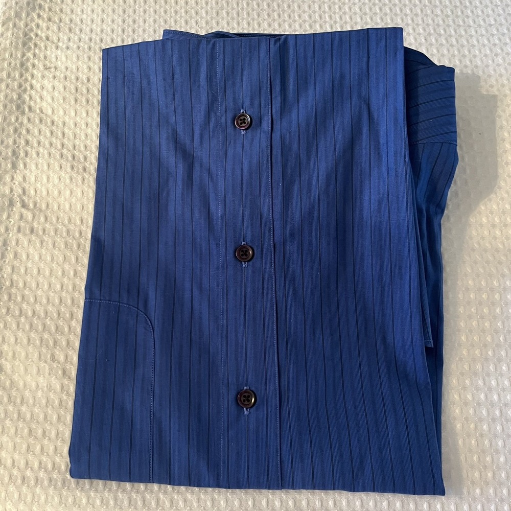 NEW Murano 100% FINE COTTON Button Down Shirt XL BLUE Striped VINTAGE - Picture 3 of 3